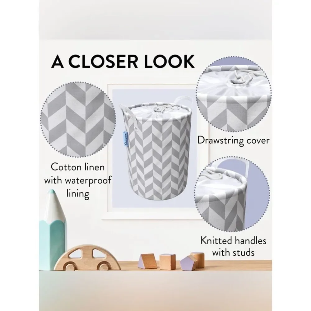 Glampers Gray and white Chevron Fabric Laundry Hamper - Home Accents